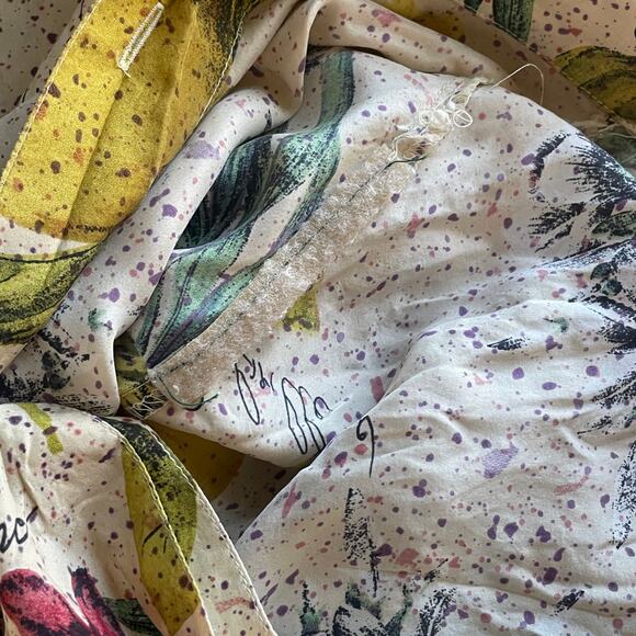 Vintage Express Silk Blouse Button Up Fruity 90s Y2K Maximalist Size Medium - Picture 8 of 9